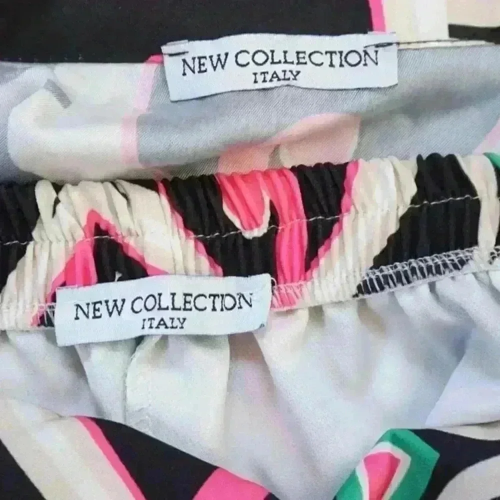 New Collection Italy Satin Button Down Crop Top & Short Set, Size M/L - Picture 11 of 12